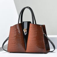 Women's Large Pu Leather Solid Color Vintage Style Zipper Tote Bag sku image 2