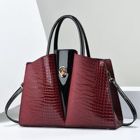 Women's Large Pu Leather Solid Color Vintage Style Zipper Tote Bag sku image 3