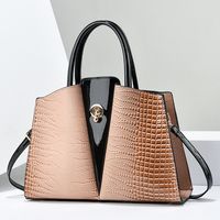 Women's Large Pu Leather Solid Color Vintage Style Zipper Tote Bag sku image 1
