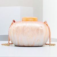 Coffee Red White Arylic Solid Color Oval Evening Bags sku image 4
