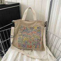 Women's Large Corduroy Printing Classic Style Zipper Tote Bag main image 3