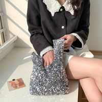 Women's Small Polyester Solid Color Streetwear Sequins Square Open Handbag main image video