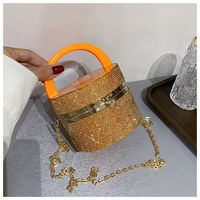 Women's Mini Arylic Solid Color Elegant Cylindrical Lock Clasp Shoulder Bag sku image 4