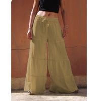 Women's Daily Simple Style Solid Color Full Length Washed Casual Pants Wide Leg Pants main image 3