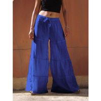 Women's Daily Simple Style Solid Color Full Length Washed Casual Pants Wide Leg Pants main image 4
