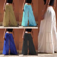 Women's Daily Simple Style Solid Color Full Length Washed Casual Pants Wide Leg Pants main image 1