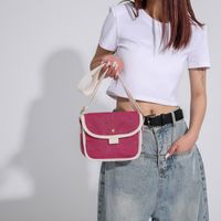 Women's Canvas Color Block Basic Sewing Thread Flip Cover Canvas Bag main image 4