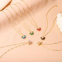 Copper IG Style Fairy Style Korean Style Inlay Butterfly Zircon Pendant Necklace main image 5