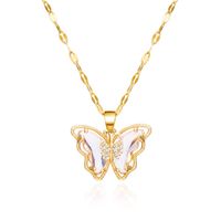 Le Cuivre Style IG Style De Fée Style Coréen Incruster Papillon Zircon Pendentif main image 4