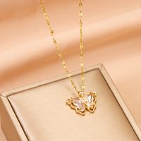 Copper IG Style Fairy Style Korean Style Inlay Butterfly Zircon Pendant Necklace main image 7