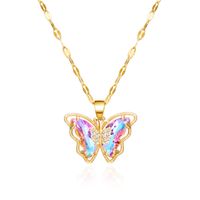 Copper IG Style Fairy Style Korean Style Inlay Butterfly Zircon Pendant Necklace main image 3