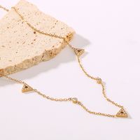 304 Stainless Steel 18K Gold Plated Romantic Simple Style Shiny Hollow Out Inlay Triangle Rhinestones Necklace main image 4