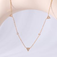 304 Stainless Steel 18K Gold Plated Romantic Simple Style Shiny Hollow Out Inlay Triangle Rhinestones Necklace main image 5