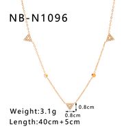 304 Stainless Steel 18K Gold Plated Romantic Simple Style Shiny Hollow Out Inlay Triangle Rhinestones Necklace main image 2