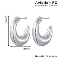1 Pair Elegant Modern Style Classic Style Round Aviation Pc 14K Gold Plated Hoop Earrings sku image 4