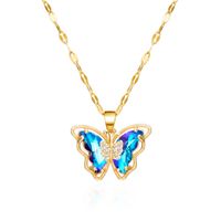 Copper IG Style Fairy Style Korean Style Inlay Butterfly Zircon Pendant Necklace sku image 4
