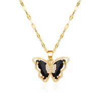 Copper IG Style Fairy Style Korean Style Inlay Butterfly Zircon Pendant Necklace sku image 5