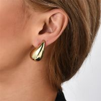 1 Pair Elegant Lady Classic Style Geometric Water Droplets Aviation Pc 18K Gold Plated Hoop Earrings main image 5