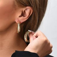 1 Pair Elegant Lady Modern Style Round Aviation Pc 14K Gold Plated Hoop Earrings main image 4