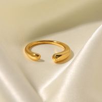 Mode Geometrisch Rostfreier Stahl Überzug Künstlicher Diamant Vergoldet Offener Ring main image 4
