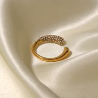 Fashion Geometric Stainless Steel Plating Artificial Diamond Gold Plated Open Ring main image 6