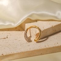 Fashion Geometric Stainless Steel Plating Artificial Diamond Gold Plated Open Ring main image 5