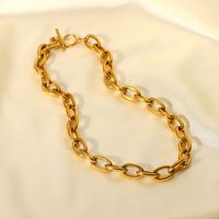Vintage Solid Color Wide Thick Chain Stainless Steel Necklace Wholesale Nihaojewelry main image 2