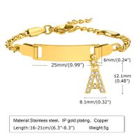 304 Stainless Steel 18K Gold Plated Sweet Shiny Inlay Letter Zircon Bracelets main image 2