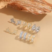 1 Pair Vintage Style Cross Inlay Copper Zircon 14K Gold Plated Ear Studs main image 5