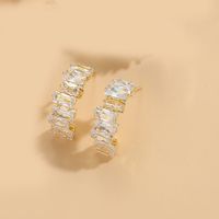 1 Pair Vintage Style Cross Inlay Copper Zircon 14K Gold Plated Ear Studs sku image 1