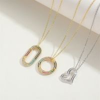 Copper 14K Gold Plated Simple Style Inlay Heart Shape Zircon Pendant Necklace main image 5