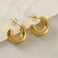 1 Pair Ig Style Classic Style C Shape Stainless Steel 14k Gold Plated Ear Studs main image 6