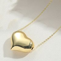 Copper 14K Gold Plated Simple Style Inlay Heart Shape Zircon Pendant Necklace sku image 2