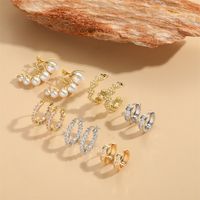 1 Pair Simple Style Flower Inlay Copper Zircon 14K Gold Plated Ear Studs main image 3