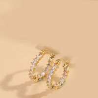 1 Paire Style Simple Fleur Incruster Le Cuivre Zircon Plaqué Or 14K Boucles D'Oreilles sku image 4