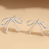 1 Pair Simple Style Flower Bow Knot Inlay Copper Zircon 14K Gold Plated Ear Studs sku image 1