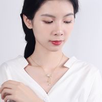 IG Style Lady Simple Style Star Moon Artificial Pearl Copper Plating Inlay Rhinestones Women's Pendant Necklace main image 3