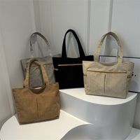 Women's Large Canvas Solid Color Classic Style Zipper Tote Bag main image 1