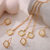 Titanium Steel 18K Gold Plated Elegant French Style Simple Style Inlay Square Resin Earrings Necklace main image 5