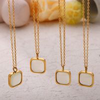 Titanium Steel 18K Gold Plated Elegant French Style Simple Style Inlay Square Resin Earrings Necklace main image 8
