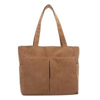 Women's Large Canvas Solid Color Classic Style Zipper Tote Bag sku image 2
