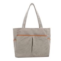 Women's Large Canvas Solid Color Classic Style Zipper Tote Bag sku image 3