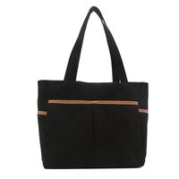 Women's Large Canvas Solid Color Classic Style Zipper Tote Bag sku image 4