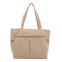 Women's Large Canvas Solid Color Classic Style Zipper Tote Bag sku image 1