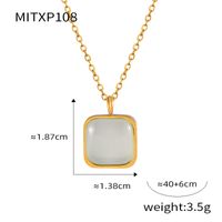 Titanium Steel 18K Gold Plated Elegant French Style Simple Style Inlay Square Resin Earrings Necklace sku image 1