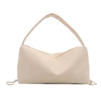 Women's Medium Canvas Solid Color Basic Dumpling Shape Zipper Shoulder Bag sku image 2