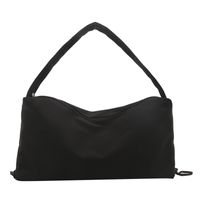 Women's Medium Canvas Solid Color Basic Dumpling Shape Zipper Shoulder Bag sku image 3