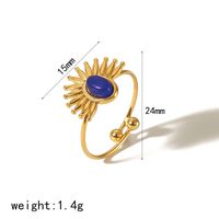 304 Stainless Steel 18K Gold Plated Casual Simple Style Polishing Plating Geometric Natural Stone Adjustable Ring sku image 2