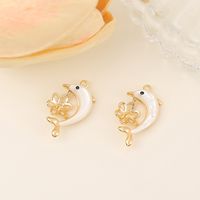 1 Piece 19*11mm Copper Shell 18K Gold Plated Dolphin Flower Shell Polished Pendant main image 4