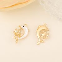 1 Piece 19*11mm Copper Shell 18K Gold Plated Dolphin Flower Shell Polished Pendant main image 3